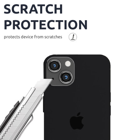Olixar Graphite Metal Ring Glass Camera Lens Protector - For iPhone 14 Plus