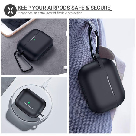 Olixar Black Soft Silicone Protective Case - For Apple AirPods Pro 2