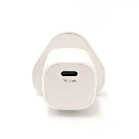Olixar Basics White Mini 20W USB-C PD Wall Charger - For iPhone 14
