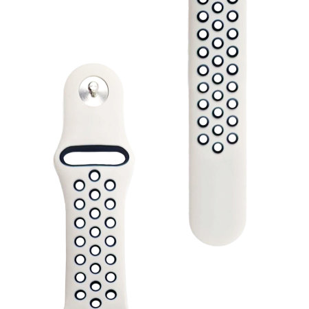 Olixar Rice White and Black Double Silicone Sports Strap (Size L) - For Apple Watch Series 8 45mm