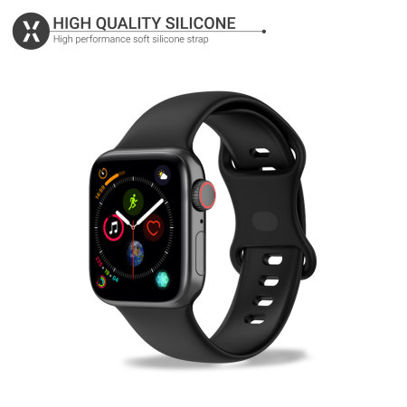 Olixar Black Silicone Strap - For Apple Watch Series 8 45mm