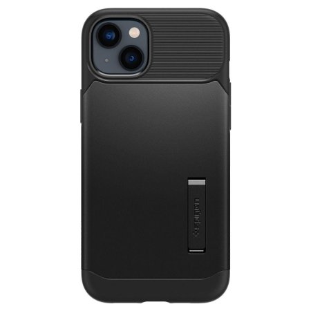 Spigen Slim Armor Ultra-Thin Black Stand Case - For iPhone 14