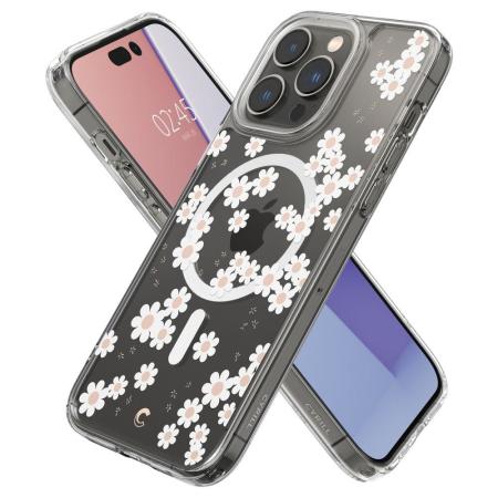 Spigen Cyrill Cecile White Daisy Clear MagSafe Case - For iPhone 14 Pro