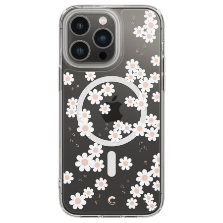 Spigen Cyrill Cecile White Daisy Clear MagSafe Case - For iPhone 14 Pro