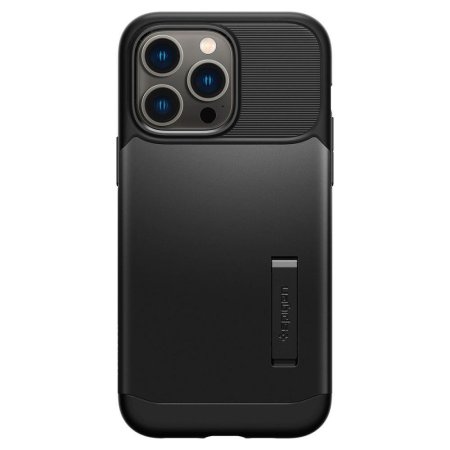 Spigen Slim Armor Ultra-Thin Black Stand Case - For iPhone 14 Pro