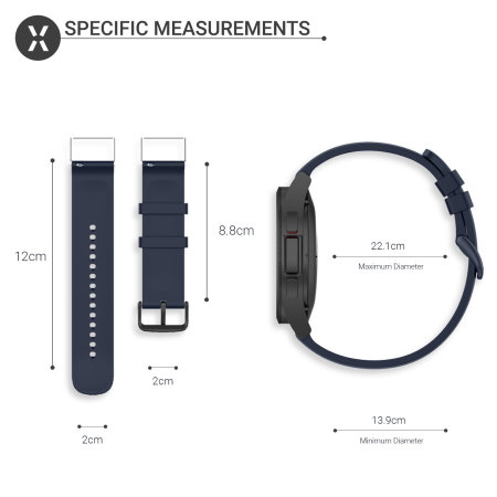 Olixar S/M Soft Silicone Midnight Blue Strap - For Samsung Galaxy Watch 5
