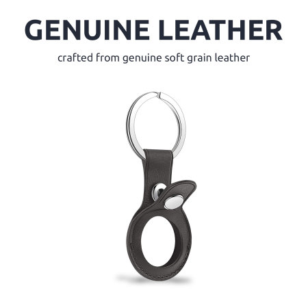 Olixar Apple AirTags Genuine Leather Protective Keyring 2 Pack - Black