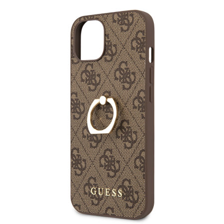 Guess Brown Ring Stand Case - For iPhone 14 Plus