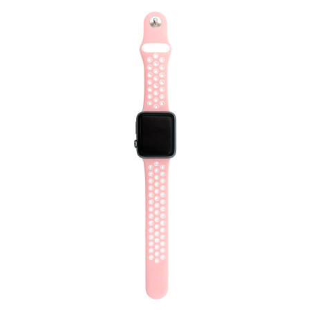 Olixar Pink and White Double Silicone Sports Strap (Size S) - For Apple Watch Series SE 2022 40mm