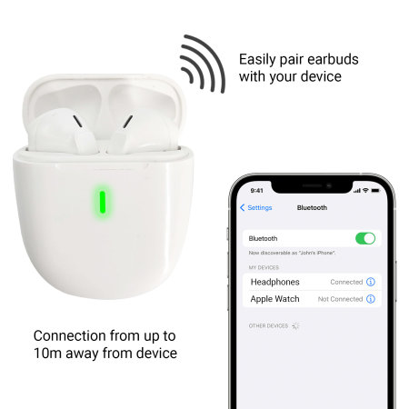 Olixar True Wireless White Earbuds With Charging Case For iPhone 14 Pro