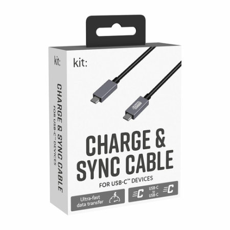 Kit Braided Black USB-C to USB-C Charging Cable 1m - For Macbook Air 13" 2021