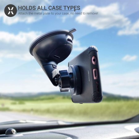 Olixar Black Magnetic Windscreen And Dashboard Mount Car Phone Holder - For iPhone 14 Pro Max
