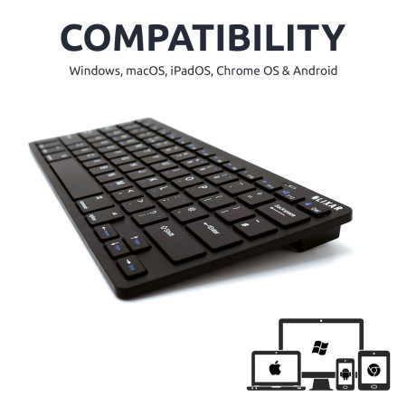 Olixar Ultra Slim and Compact Black QWERTY Wireless Keyboard - For Samsung Galaxy S7