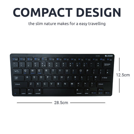 Olixar Ultra Slim and Compact Black QWERTY Wireless Keyboard - For Samsung Galaxy S7 Plus