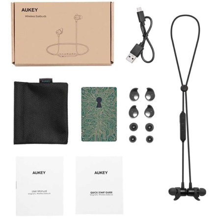 Aukey Black EP-B40 Wireless Bluetooth Magnetic Earbuds