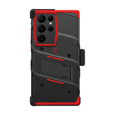 Zizo Bolt Red Tough Case and Screen Protector - For Samsung Galaxy S23 Ultra