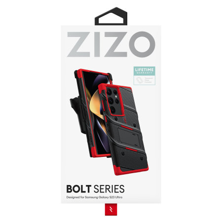 Zizo Bolt Red Tough Case and Screen Protector - For Samsung Galaxy S23 Ultra