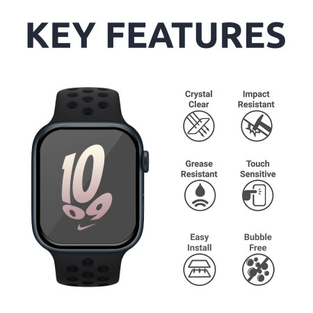 Olixar Premium Screen Protector with Installation Frame - For Apple Watch Series 8 - 45mm