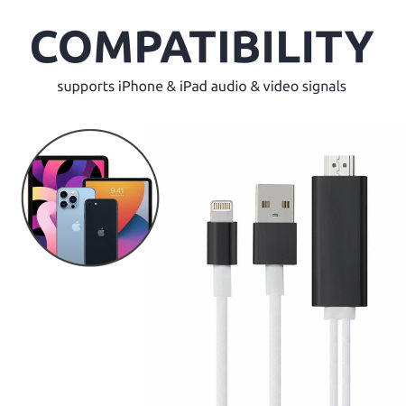 Aquarius 1080p PD HDMI Adapter with USB-A and Lightning Cables - For iPhone 8