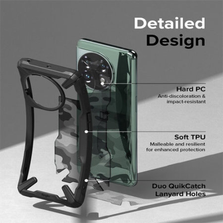 Ringke Fusion X Design Camo Black Tough Case - For OnePlus 11