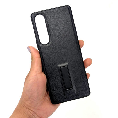 Olixar Black Leather-Style Kickstand Case - For Sony Xperia 1 V