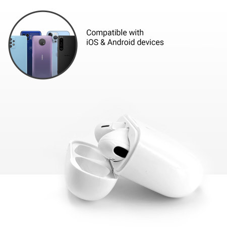 Olixar True Wireless White Earbuds With Charging Case - For Samsung Galaxy S22 Plus