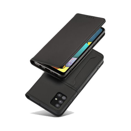 Black Magnetic Stand Wallet Case with Card Holder - For Samsung Galaxy A52 5G