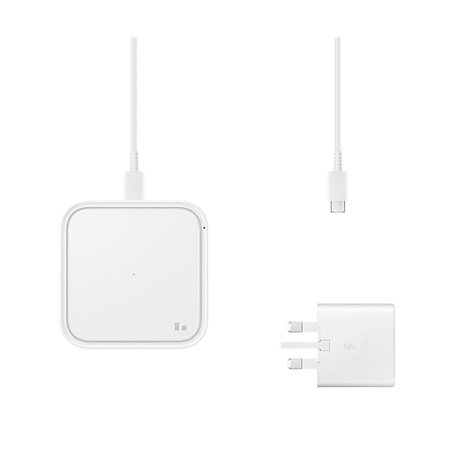 Official Samsung Fast Charging 15W Wireless Charger Pad with UK Mains Plug - White