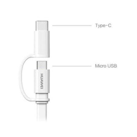 Official Huawei White USB-A to Micro-USB & USB-C Charge and Sync 1.5m Cable