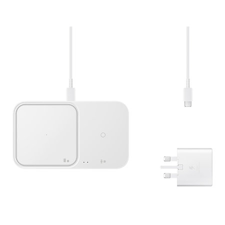 Official Samsung White 15W Super Fast Duo Wireless Charger Pad With UK Mains Plug