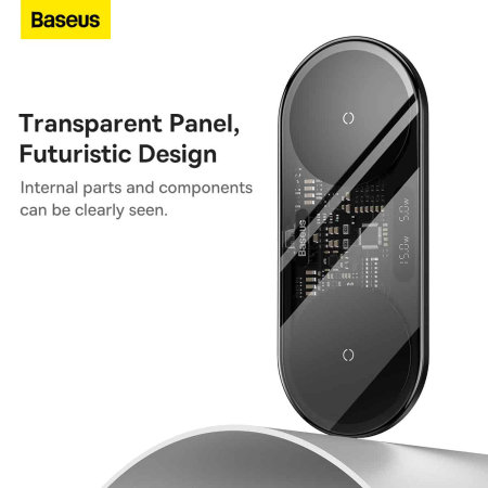 Baseus 20W Black Digital LED Display Dual Wireless Charger Pad