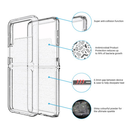 Olixar Clear Glitter Tough Case - For Samsung Galaxy Z Flip4