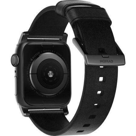Nomad Black Modern Leather Strap - For Apple Watch SE 2022 44mm