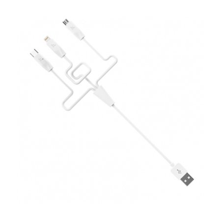 Hoco 3 In 1 Lightning, USB-C and Micro-USB White Cable - For iPhone 14 Pro
