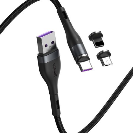 Baseus 3-in-1 Magnetic USB-A To USB-C/Micro-USB/Lightning 1m Cable - For iPhone 14 Pro Max