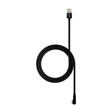 Olixar 1.5m Black USB-A to Lightning Right Angled Braided Cable - For iPhone 11