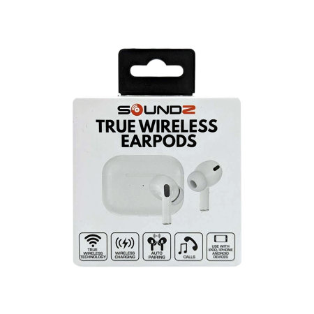Soundz True Wireless White Earbuds with Microphone - For iPhone 12