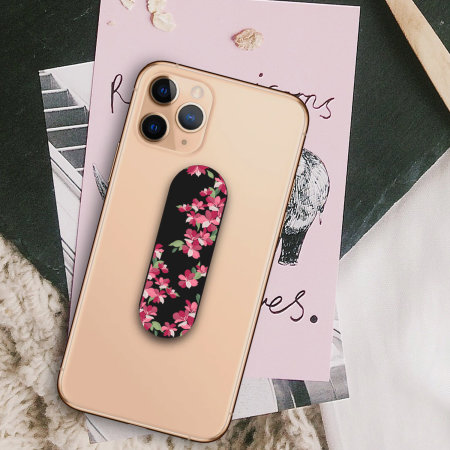 LoveCases Cherry Blossom Black Phone Loop and Stand