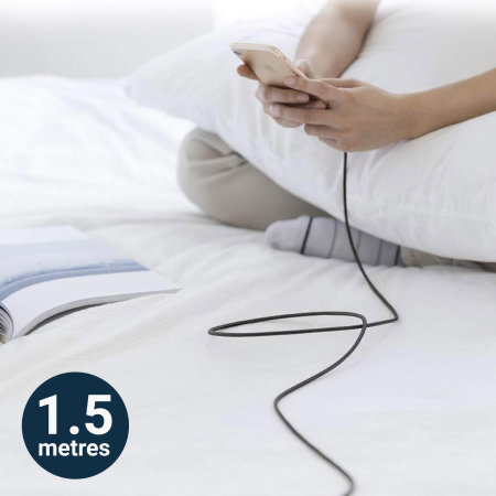 Olixar Braided USB-A to Lightning Charge And Sync Cable - 1.5m - Black - For iPhone 13