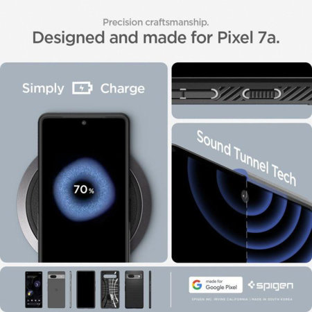 Spigen Matte Black Liquid Air Case - For Google Pixel 7a