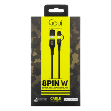 Goui Black Waterproof 1.5m USB to Lightning Charge and Sync Cable - For iPhone 8