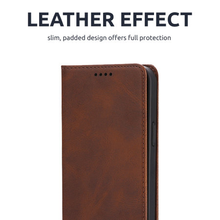 Olixar Leather-Style Brown Wallet Stand Case - For Google Pixel 7a