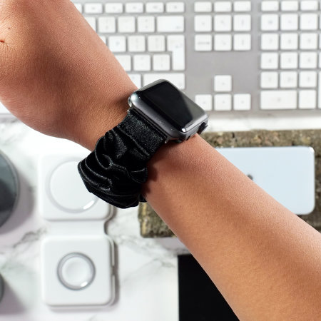 Lovecases Black Satin Scrunchie Strap - For Apple Watch SE 2022 40mm