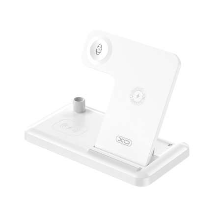 XO White 15W 4-in-1 Foldable Wireless Charger Stand & Pad