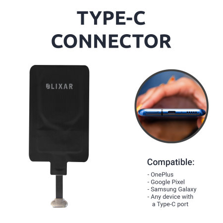 Olixar Black Ultra-Thin USB-C 10W Wireless Charger Adapter - For Samsung Galaxy A73