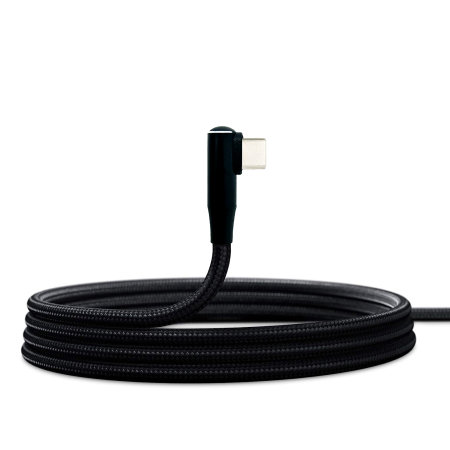 Olixar Black 1.5m L Shaped USB-C to C Right-Angled Braided Charge and Sync Cable - For MacBook Air 15" 2023