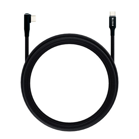 Olixar Black 1.5m L Shaped USB-C to C Right-Angled Braided Charge and Sync Cable - For MacBook Air 15" 2023