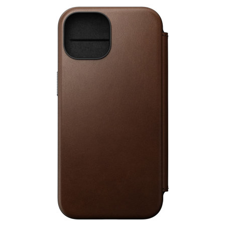 Nomad Leather Modern Folio Brown Protective Case - For iPhone 15