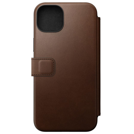 Nomad Leather Modern Folio Brown Protective Case - For iPhone 15 Plus