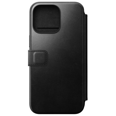 Nomad Horween Black Leather Folio Case - For iPhone 15 Pro Max